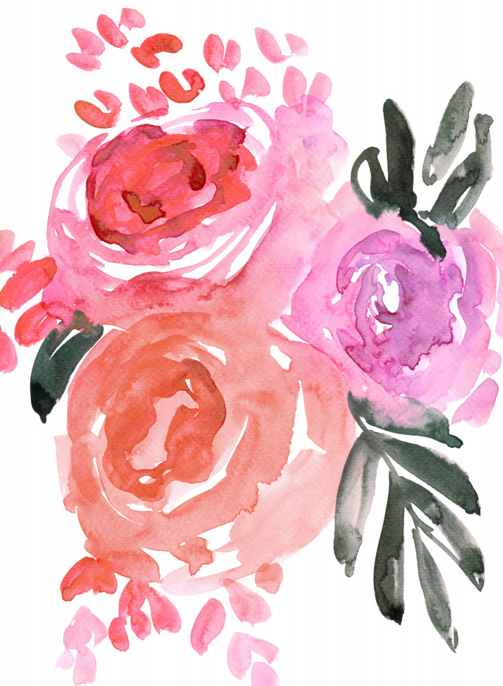 Maeko loose watercolor florals I à Rosana Laiz Blursbyai