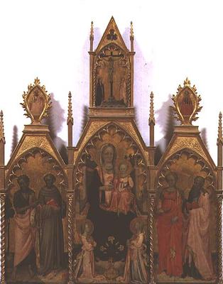 Madonna and Child enthroned with Saints (tempera on panel) à Rossello di Jacopo Franchi