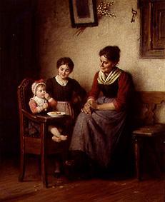 Mère avec deux enfants dans la salle paysane à Rudolf Epp