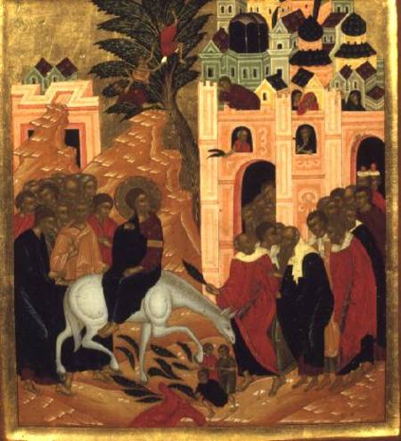 Christ's Entry into Jerusalem, icon à École russe