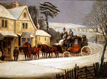 Winter Scene with the Royal Mail Halted at an Inn à Samuel Henry Gordon Alken