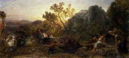 Harvest in the Vineyard, 1859 (w/c, gouache and gum arabic on à Samuel Palmer