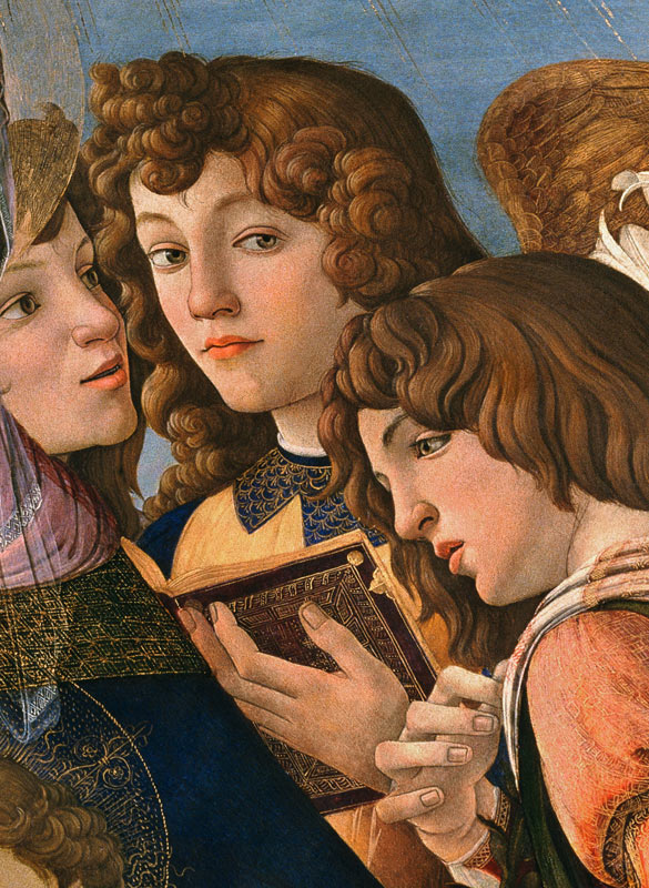 Angels from the Madonna della Melagrana (detail of 44340) à Sandro Botticelli