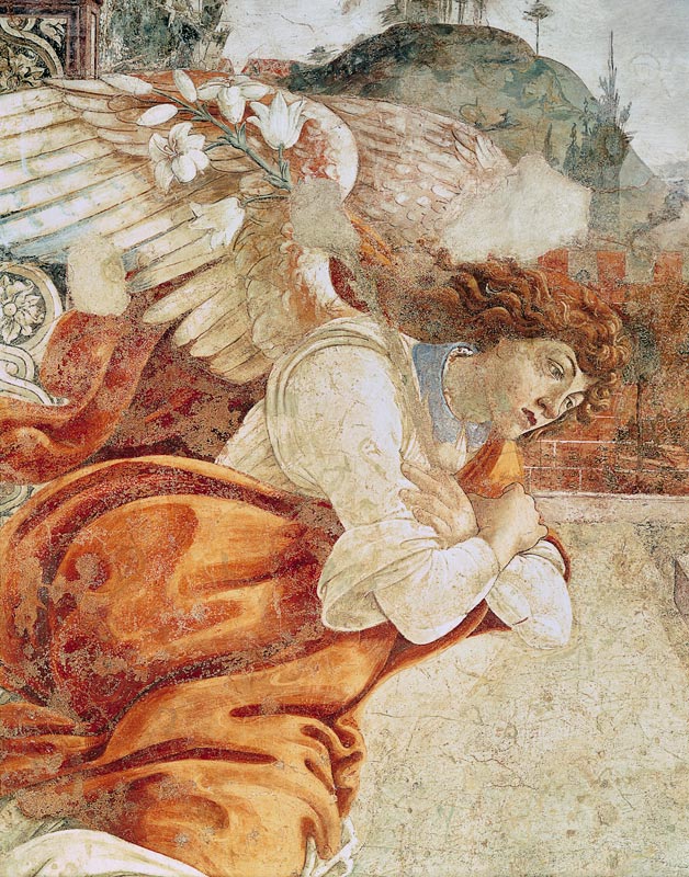 The Annunciation, detail of the Archangel Gabriel, from San Martino della Scala à Sandro Botticelli