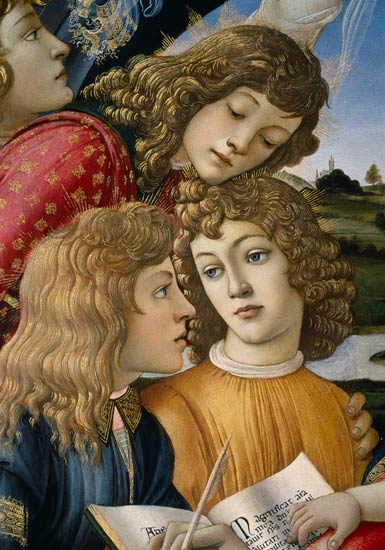 La Madonne du Magnificat, detail de trois enfants à Sandro Botticelli
