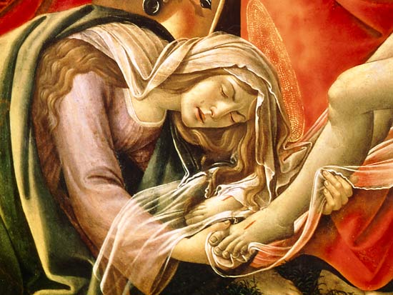 The Lamentation of Christ, detail of Mary Magdalene and the Feet of Christ à Sandro Botticelli