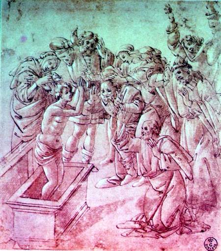 The Raising of Lazarus (pen & ink with gouache) à Sandro Botticelli