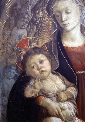 The Madonna and Child in Glory, detail of of Child, 1468 (tempera on panel) (detail of 85673) à Sandro Botticelli