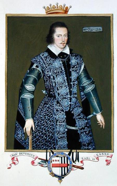 Portrait of Robert Devereux (1566-1601) 2nd Earl of Essex from 'Memoirs of the Court of Queen Elizab à Sarah Countess of Essex