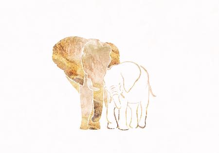 Gold Elephant Line art Silhouettes 4