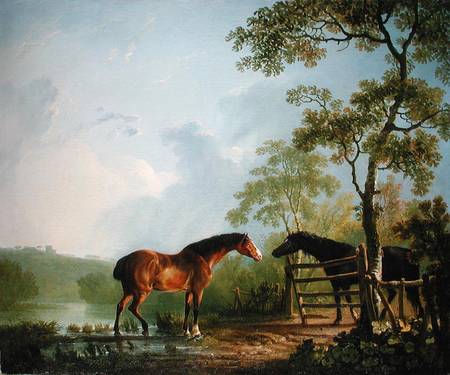 Mare and Stallion in a Landscape à Sawrey Gilpin