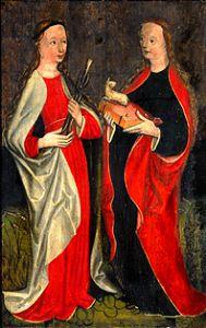 Saint Apollonie et Agnès ailes d'un Pentaptyque de Pasiecznik