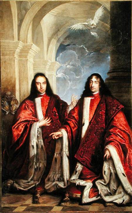 The Holy Spirit above a portrait of two lawyers à Sebastiano Bombelli