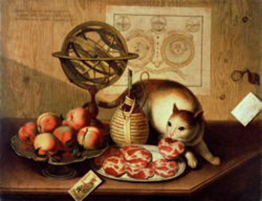 Still Life with Cat (oil on canvas) à Sebastiano Lazzari