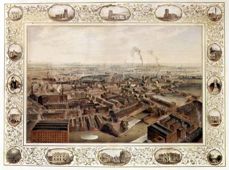 Bolton from Blinkhorn's Chimney with vignettes of Local Buildings à Selim Rothwell