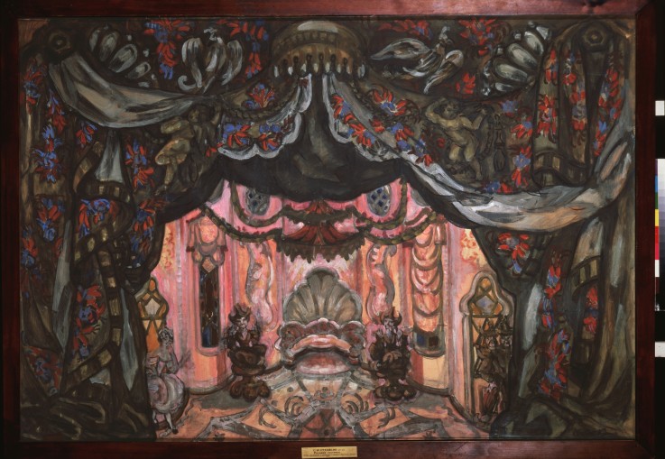Stage design for the theatre play The Marriage of Figaro by P. de Beaumarchais à Sergei Jurijewitsch Sudeikin