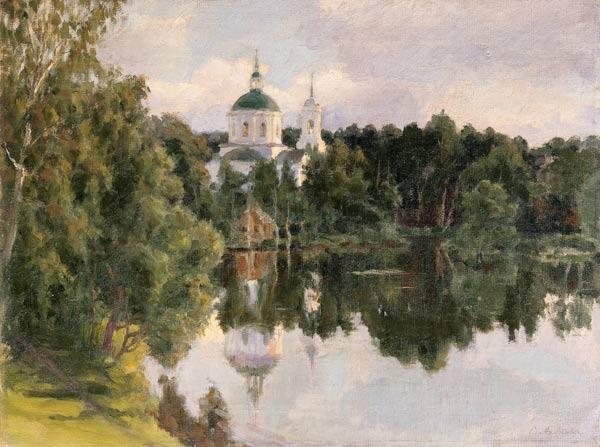 Vue sur le fleuve sur un monastère russe