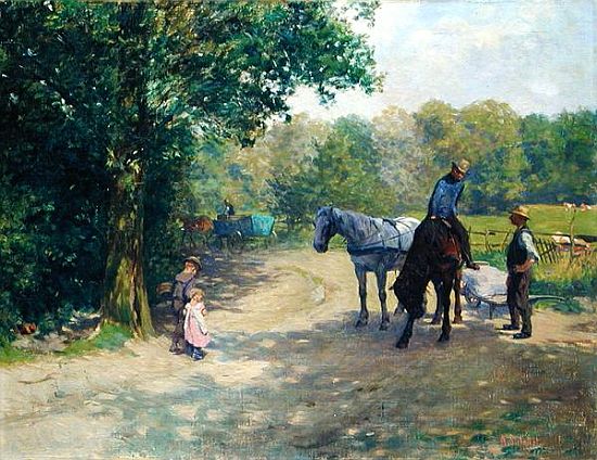Landscape with Horse and Cart à Arthur Siebelist
