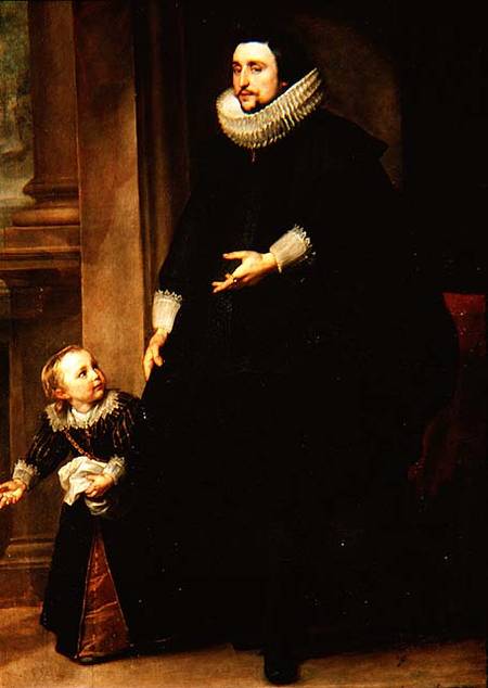 Portrait of a Nobleman and his Child or Portrait of the Brother of Rubens à Sir Anthonis van Dyck
