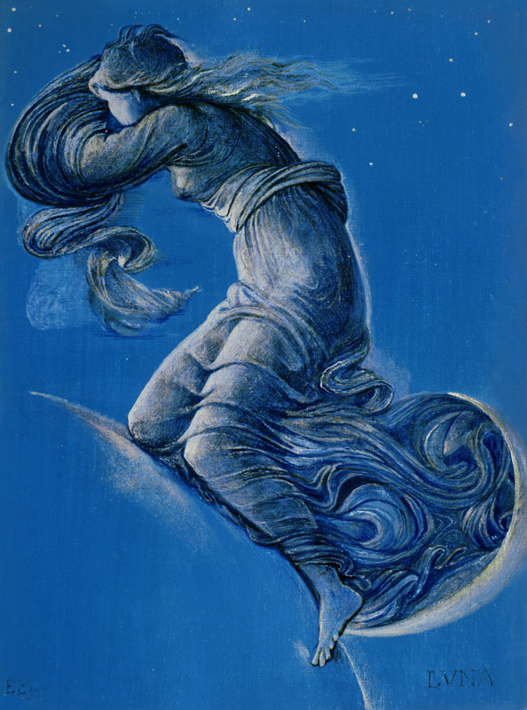 Luna (w/c, bodycolour, pencil and silver paint on linen) à Sir Edward Burne-Jones