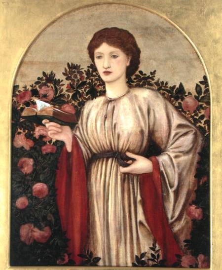Girl with Book with Roses Behind à Sir Edward Burne-Jones