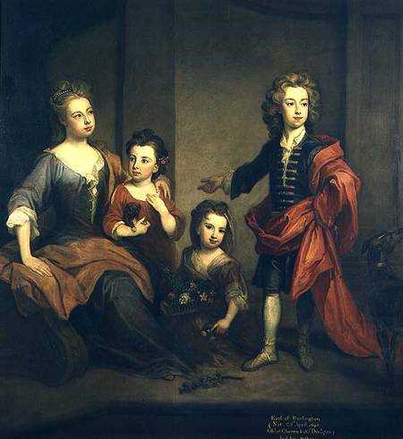 Richard Boyle, 3rd Earl of Burlington, as a boy, with his sisters Elizabeth, Juliana and Jane à Sir Godfrey Kneller