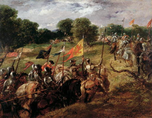 'With all their banners bravely spread', 1878 (oil on canvas) à Sir John Gilbert