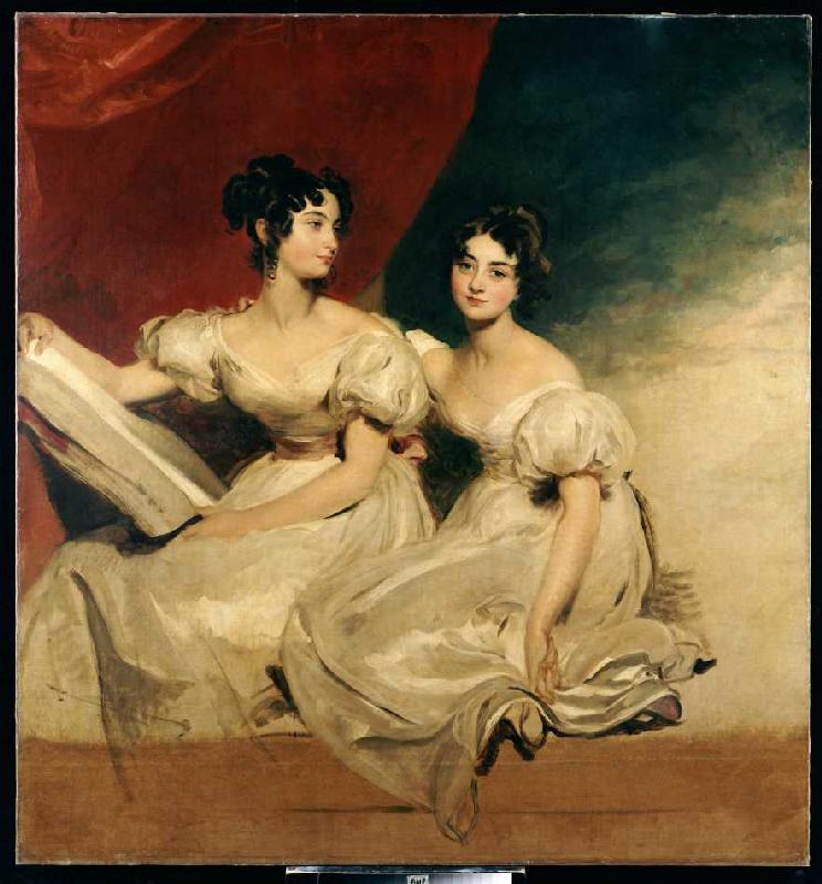 Doppelbildnis der Fullerton Schwestern in weißen Kleidern. à Sir Thomas Lawrence