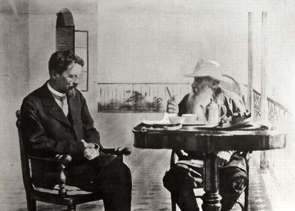Leo Tolstoy and the Author Anton Chekhov in Gaspra à Sophia Andreevna Tolstaya