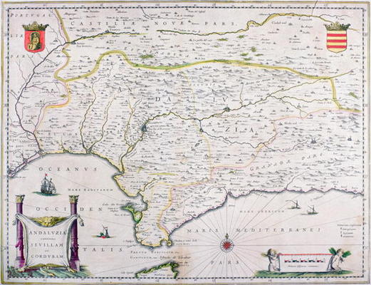 Map of Andalusia, Spain (engraving) à Ecole espagnole, (17ème siècle)