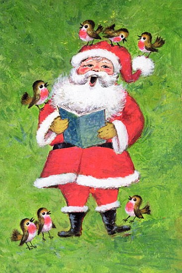 Father Christmas and Robin Chorus (w/c and gouache on paper)  à Stanley  Cooke