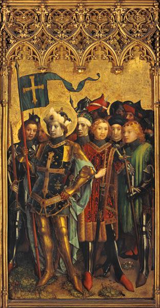 autel des trois rois dans la cathédrale à Cologne : Saint Gereon avec sa suite
