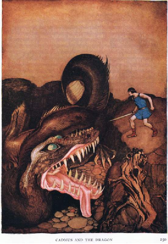 Cadmus and the dragon, 1938 (colour litho) à Stephen Reid