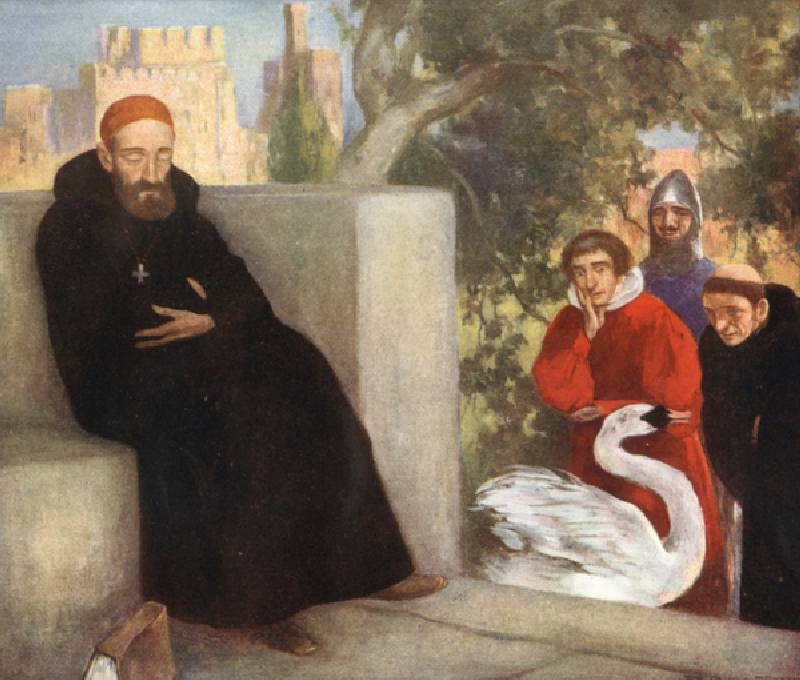 Saint Hugh of Lincoln and the Swan (colour litho) à Stephen Reid