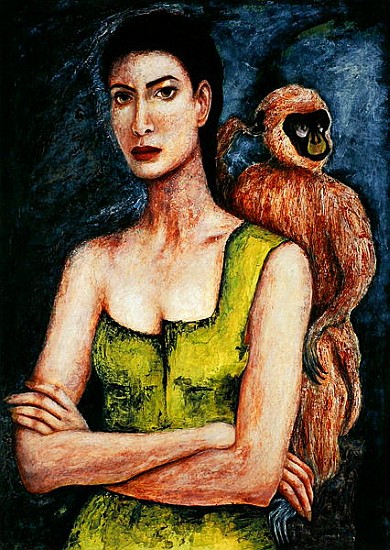 Mrs. Coulter and her Daemon, 2005-06 (pen & ink and oil on paper)  à Stevie  Taylor