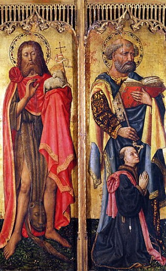 St. John the Baptist and St. Peter, from the Altarpiece of Pierre Rup, c.1450 à Ecole Suisse