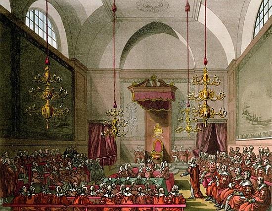House of Lords from Ackermann''s ''Microcosm of London'' à T. (1756-1827) Rowlandson