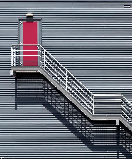 Upstairs to the red door