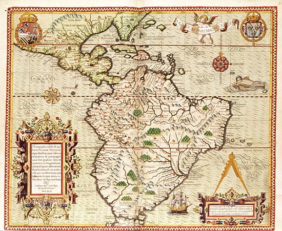 Map of Central and South America, from ''Americae Tertia Pars..'' à Theodore de Bry
