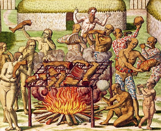 Scene of cannibalism, from ''Americae Tertia Pars...'' à Theodore de Bry