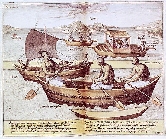 Boats in Goa, illustration from ''Jan Hughen van Linschoten, His Discourse of Voyages into the East  à le Jeune Doetechum Johannes Baptista van