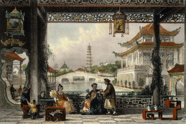 Pavilion and Gardens of a Mandarin near Peking, from 'China in a Series of Views' by George Newenham à Thomas Allom