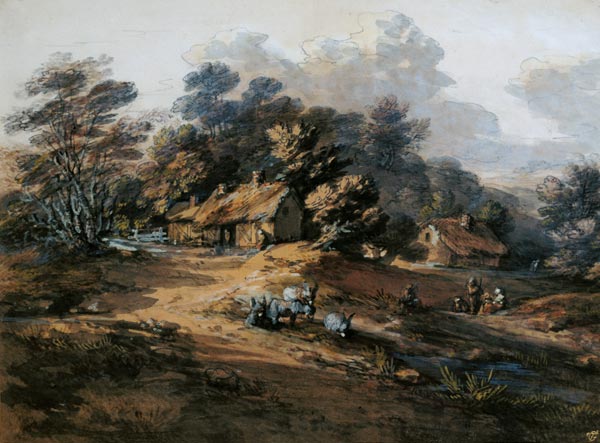 Peasants and Donkeys near Cottages at the Edge of a Wood à Thomas Gainsborough