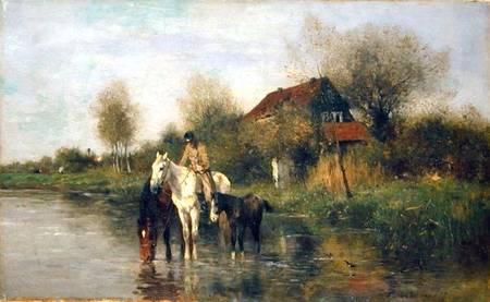 Horses at Water à Thomas Ludwig Herbst