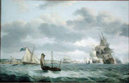 Men-of-War and other Ships in a Breeze off Dover à Thomas Luny
