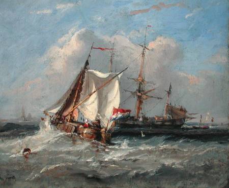 A Dutch Smalschip in a Strong Breeze à Thomas Sewell Robins