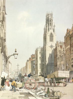 St. Dunstan's, Fleet Street, from 'London As It Is', engraved and pub. by the artist, 1842 (colour l à Thomas Shotter Boys