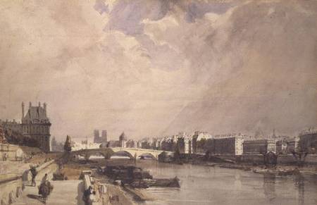 View along the Seine with the Pont Royal and the Pavilion de Flore, Tuileries à Thomas Shotter Boys