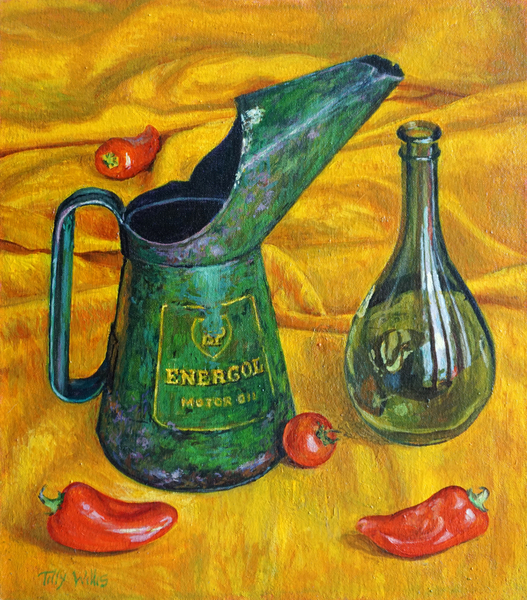 Oil Can with Red Peppers à Tilly  Willis