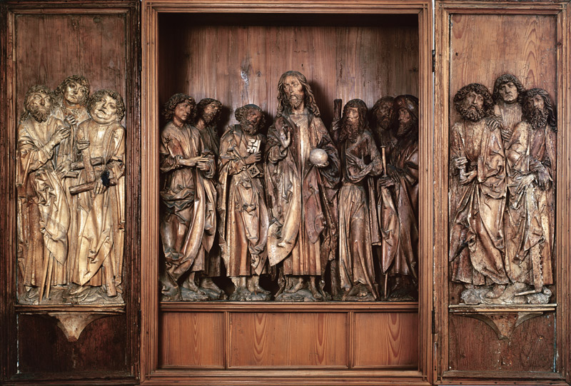 Windsheim Triptych depicting Christ with the twelve apostles à Tilman Riemenschneider